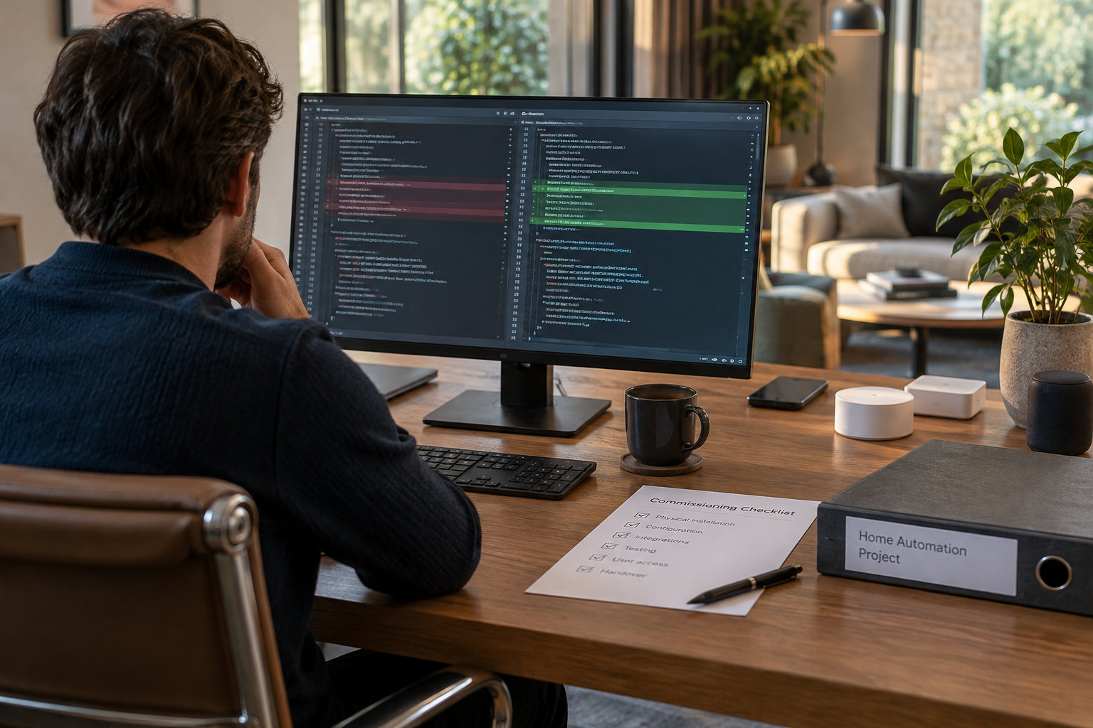 ChatGPT Codex context: software review workspace with code comparison and residential commissioning notes.