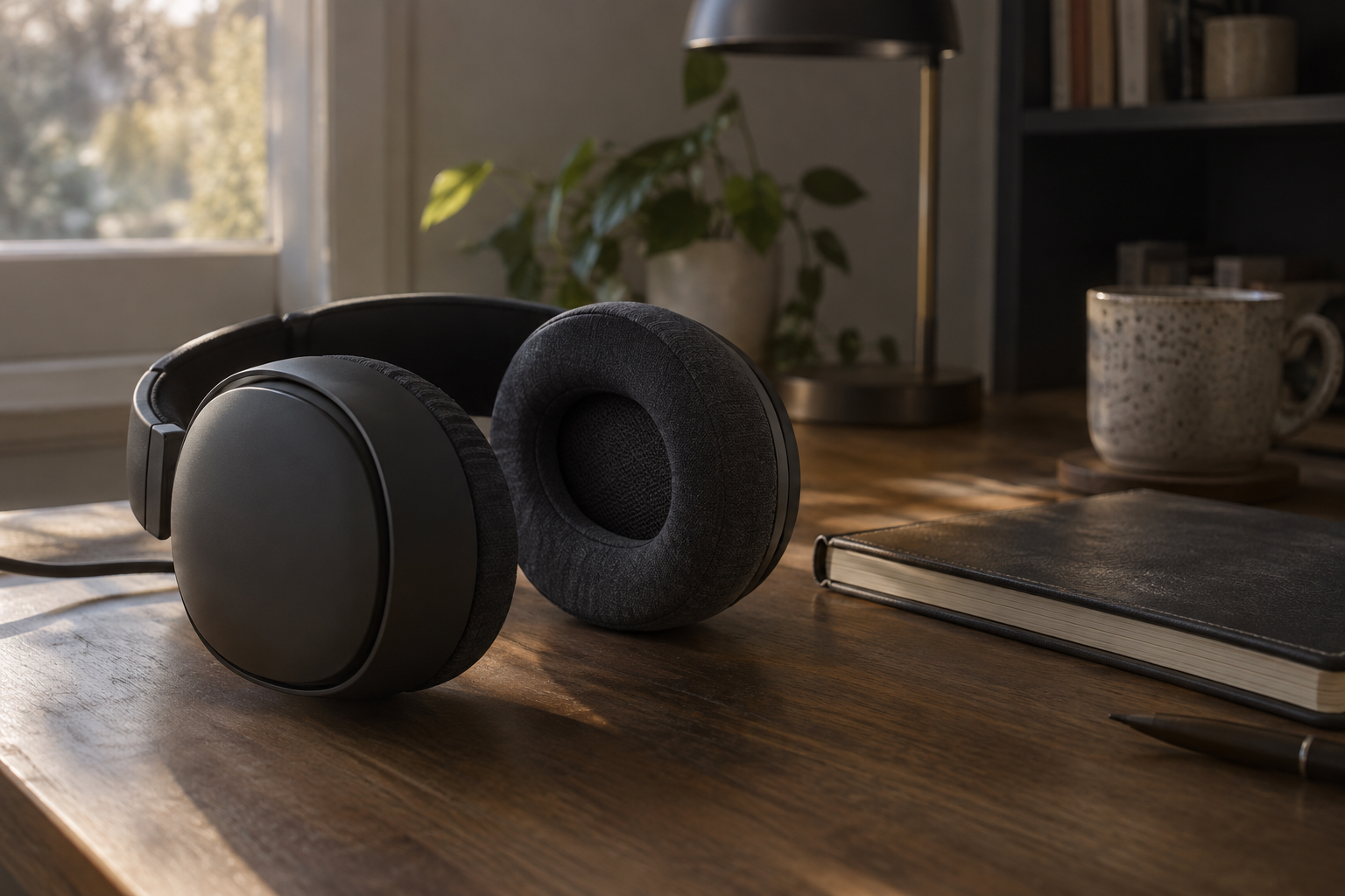 Neurable One over-ear headphones with fabric ear cushions containing integrated EEG sensors