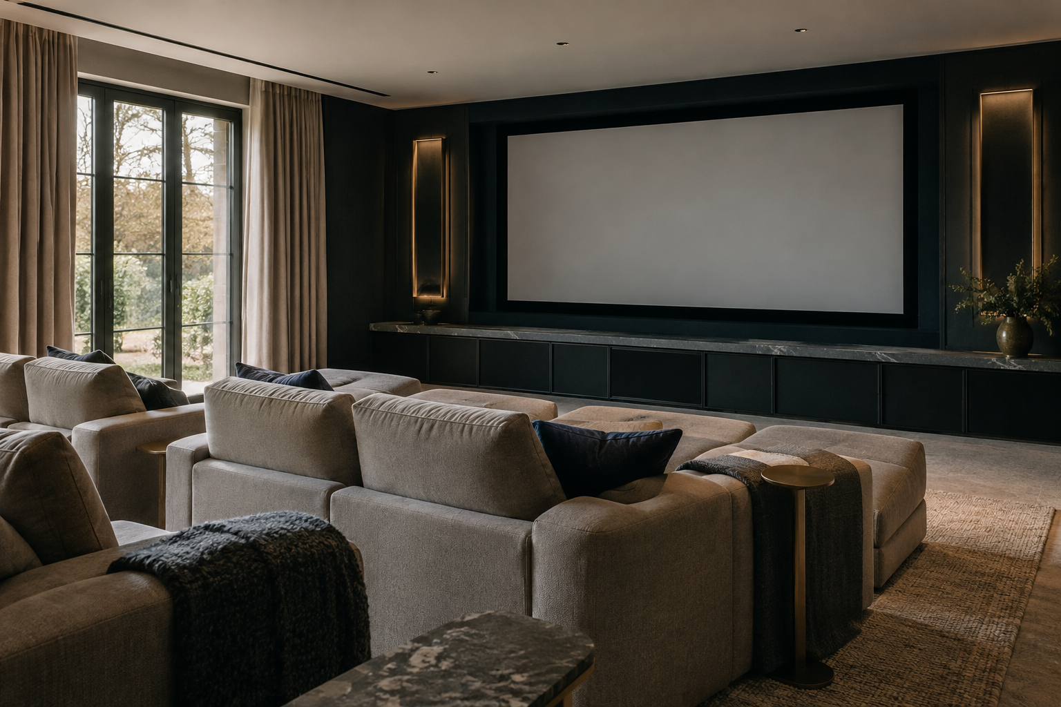 Luxury media room illustrating the residential context for Fortress Seating’s international expansion