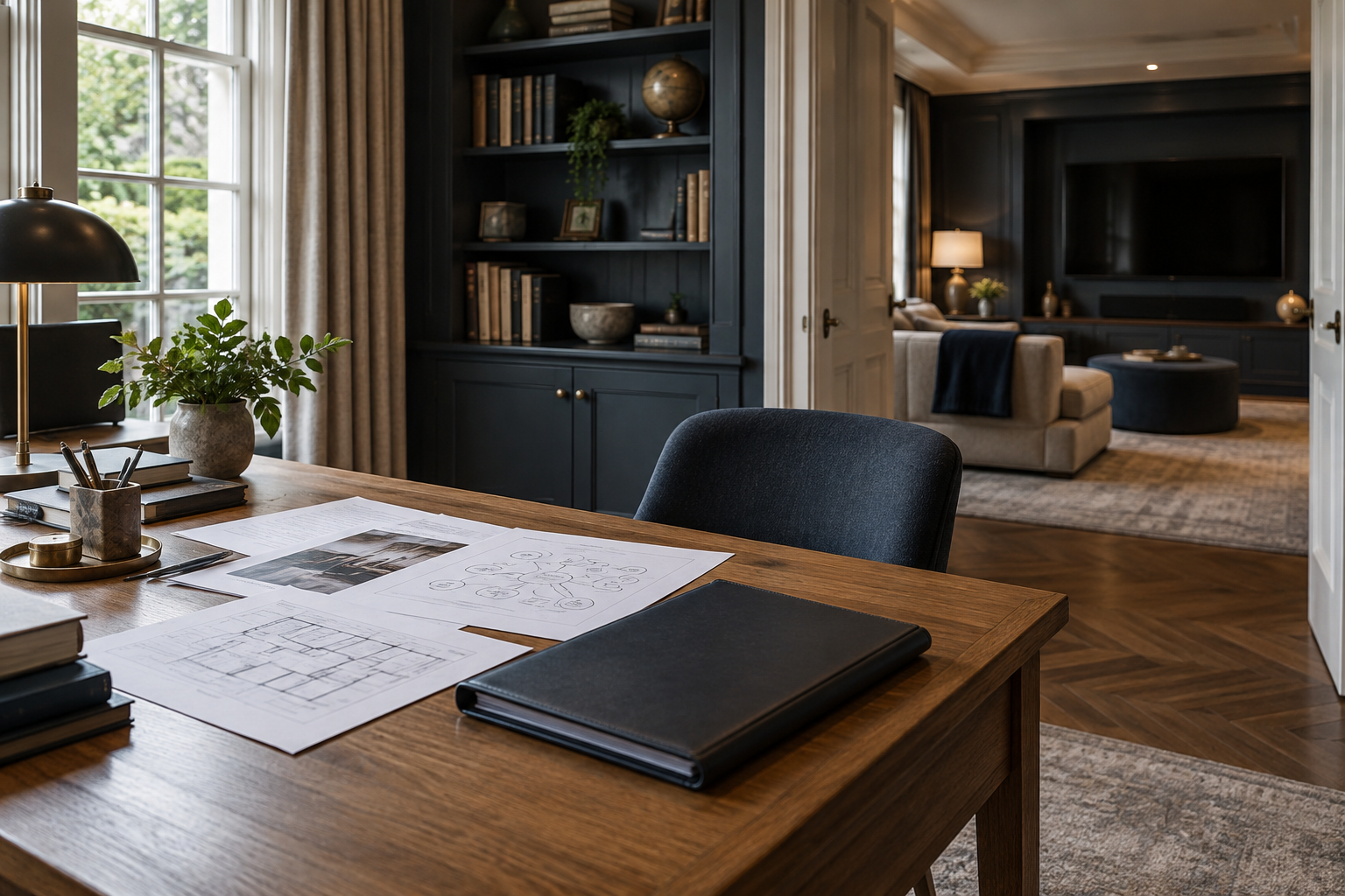 Residential study illustrating Google services dependency planning across work and entertainment.